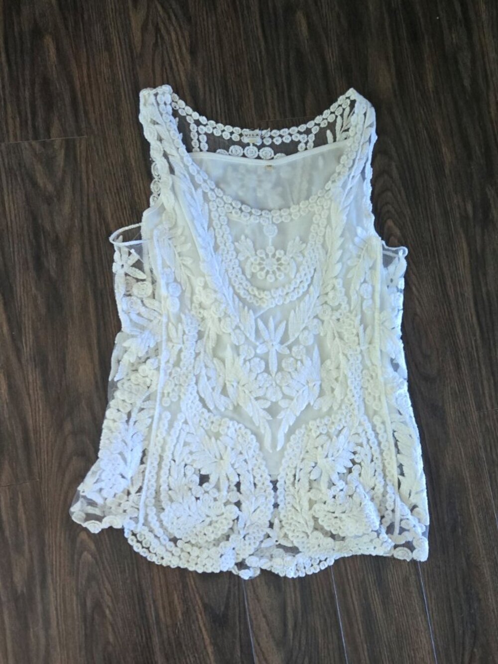 VILA Milano Boho Style Open Crochet Lace Tunic Tank NWOT/SIZE S/M